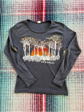 80s Durango Colorado Gray Long Sleeve Tee L